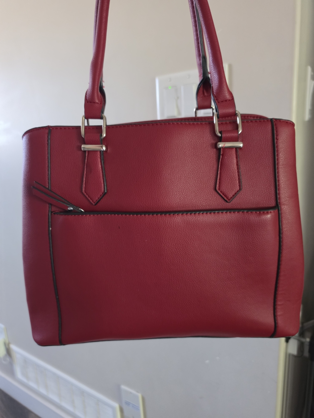 Classic Red Faux Leather Top HANDLE Bag